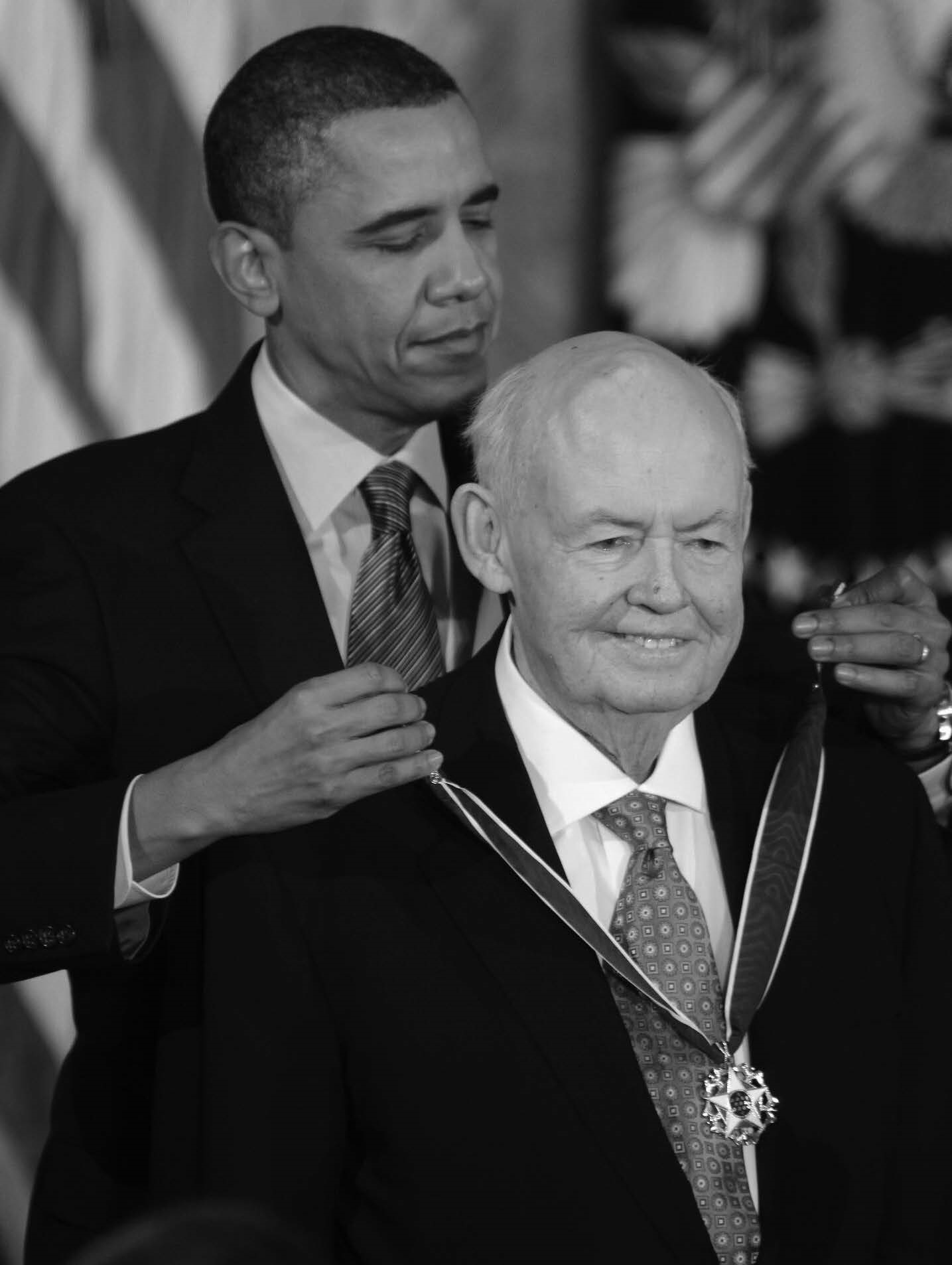 President Barack Obama presenting John Sweeney with the Presidential Medal of Freedom in 2010. Sweeney’s successor said, “John viewed his leadership as a spiritual calling, a divine act of solidarity in a world plagued by distance and division.” Credit: Charles Dharapak/Associated Press